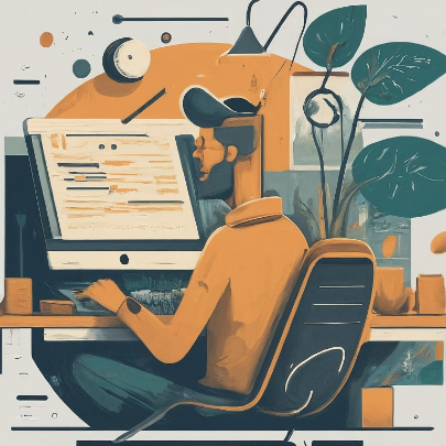 Мужчина работает за компьютером