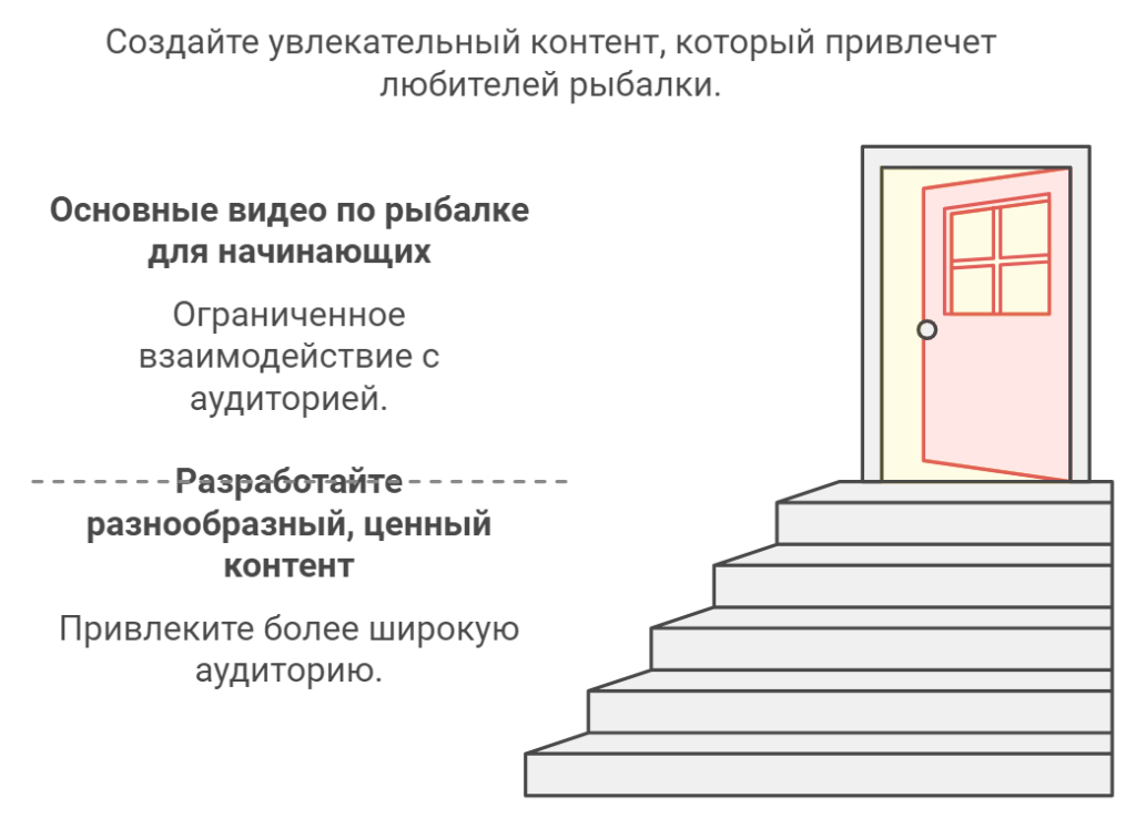 Создайте увлекательный контент, который привлечет любителей рыбалки.